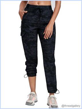 Women's Water Resistant Hiking Pants Quick Dry Cargo Trousers Mid Rise